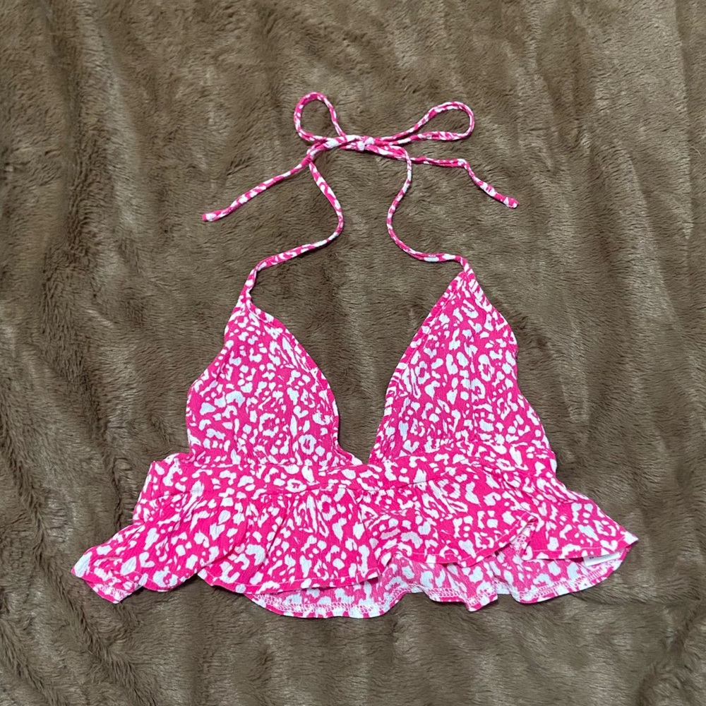 NWOT - Hot Pink Halter Tie Top